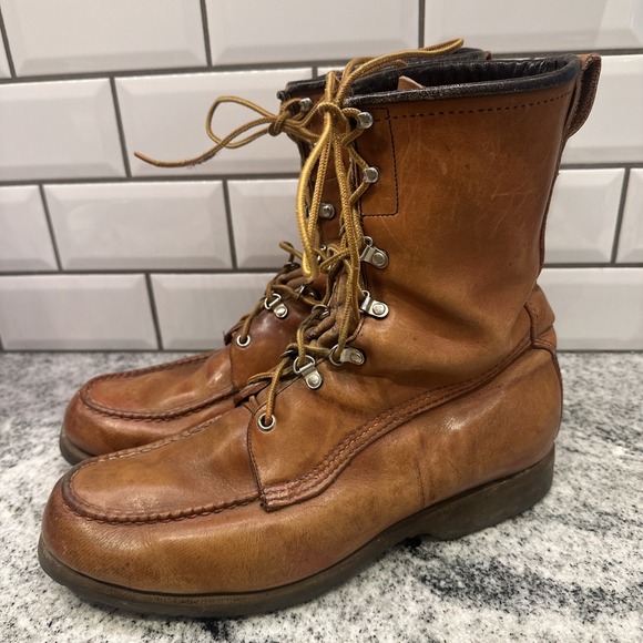 Vintage Mason Chippewa Falls Wisconsin Leather Hunting Boots Mens 10 Lace Up - Picture 1 of 13